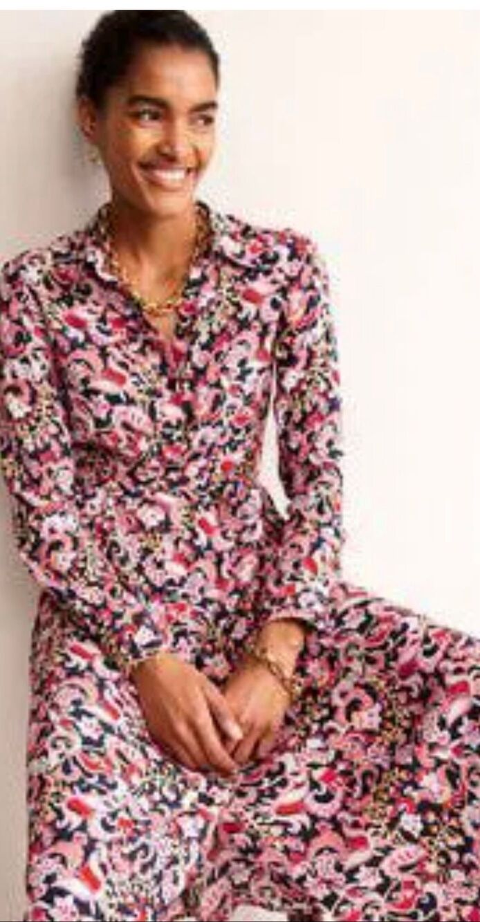 Boden Kate Midi Shirt Dress Floral Women’s Size 0R 0 Regular Belted - Picture 2 of 7